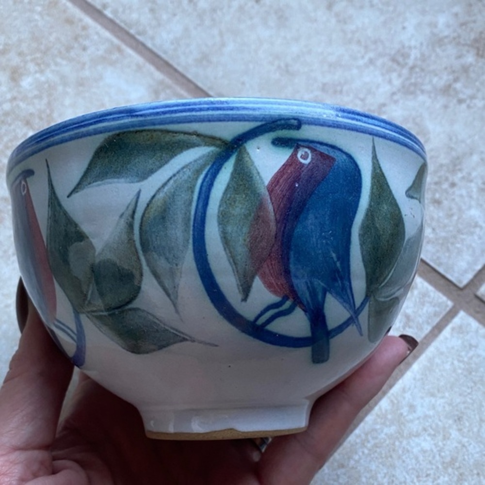 Laurence McGowan Handcrafted Ceramic Bird Bowl - artist signed